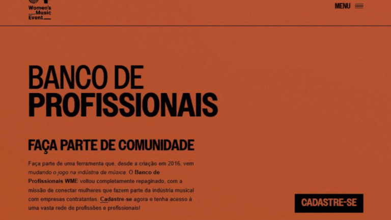 O WME (Women’s Music Event), projeto dedicado à música, tecnologia e negócios com foco no protagonismo feminino, disponibilizou a nova versão do Banco de Profissionais — um espaço ampliado e atualizado, criado para mapear, valorizar e conectar mulheres que atuam em todas as etapas da cadeia produtiva da música, incentivando a diversidade, a equidade de gênero e o fortalecimento de redes colaborativas no setor.